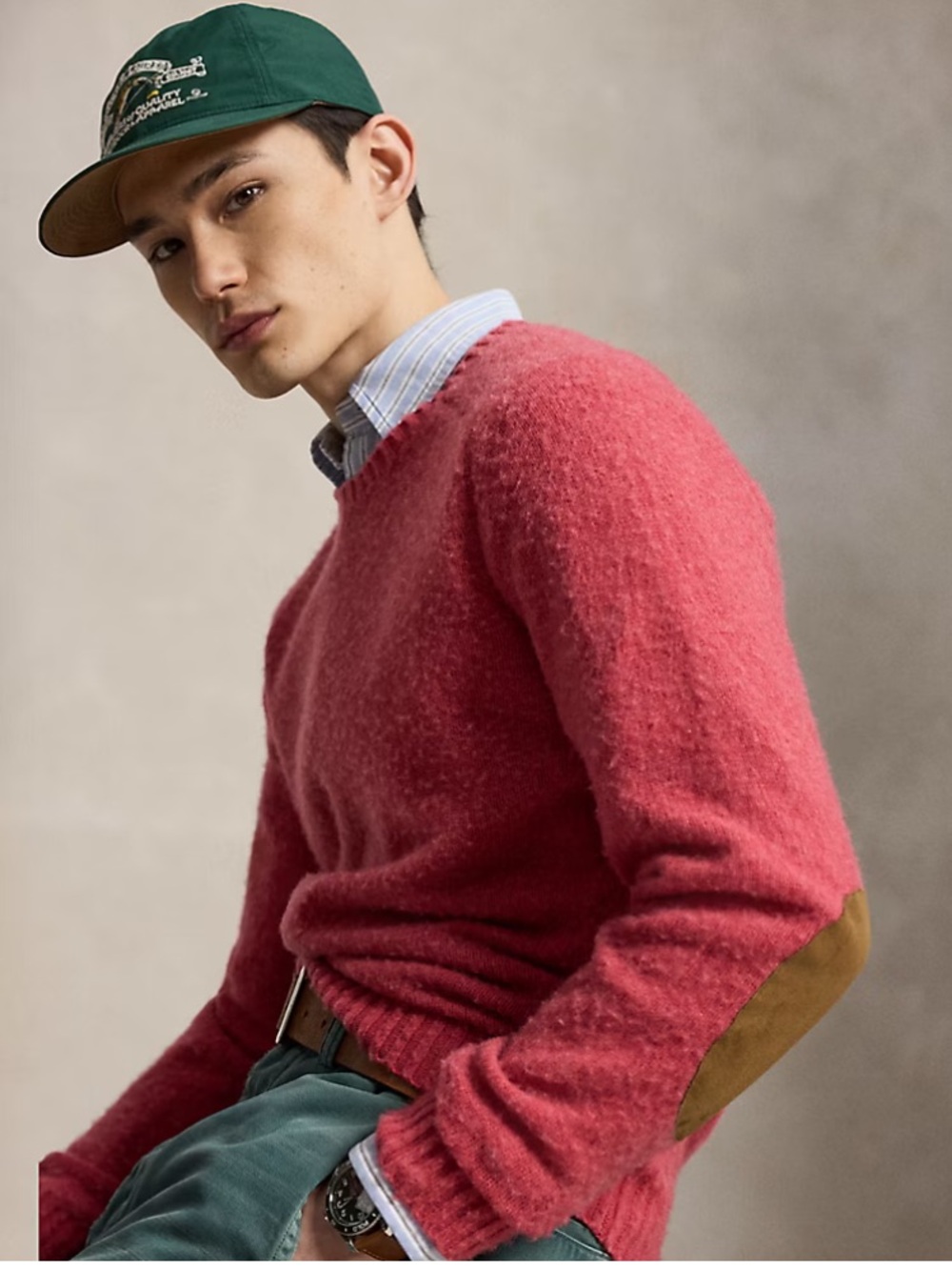 Polo Ralph Lauren Crewneck Sweater with Elbow Patches Wool/ Cashmere Blend Small